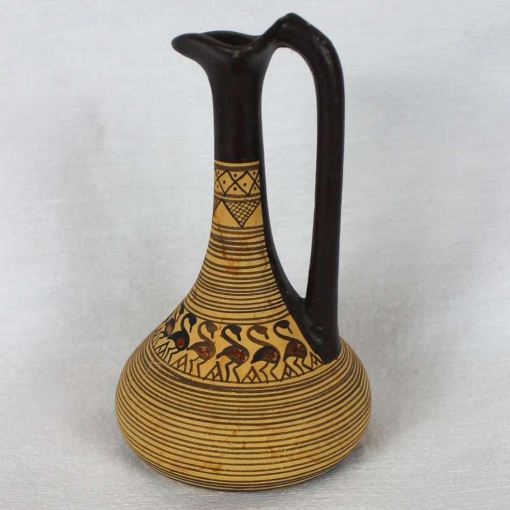 Copy Handmade 800 BC Greece 6 " x3 3/4"Handmade Pottery Vase, No.#165, Flamingo
